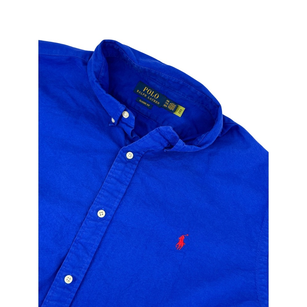 Polo Ralph Lauren Button Down Shirt Mens XXL Blue Classic Fit Long Sleeve Pony